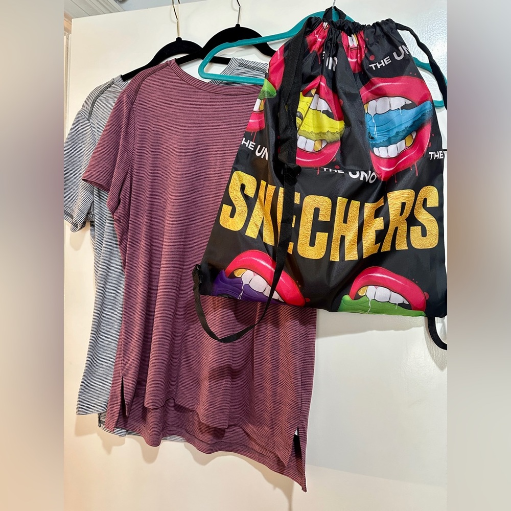 Skechers Go Walk 3-piece lot: 2 lovely tops plus 1 shoulder bag! Generous L!